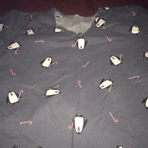 Penguin Christmas scrub top